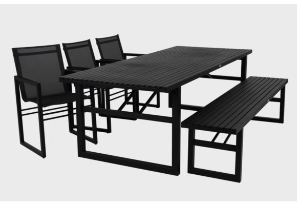 Gartenbank Vevi | 200 cm | Aluminium | Schwarz