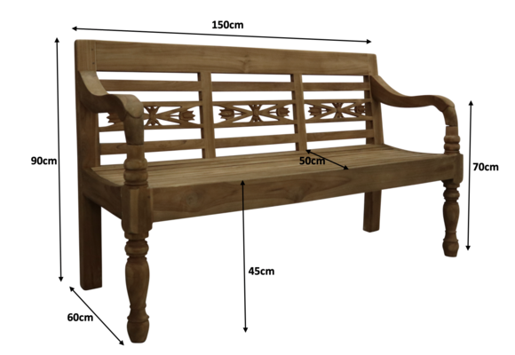 Holzbank 3-Sitzer | 150 cm | Teakholz