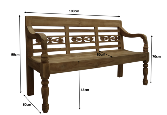 Holzbank 2-Sitzer | 100 cm | Teakholz
