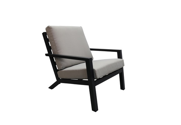 Sessel-Sofa Lounge-Set Bezano | 2-Sitzer | Mattschwarz / Creme | Aluminium