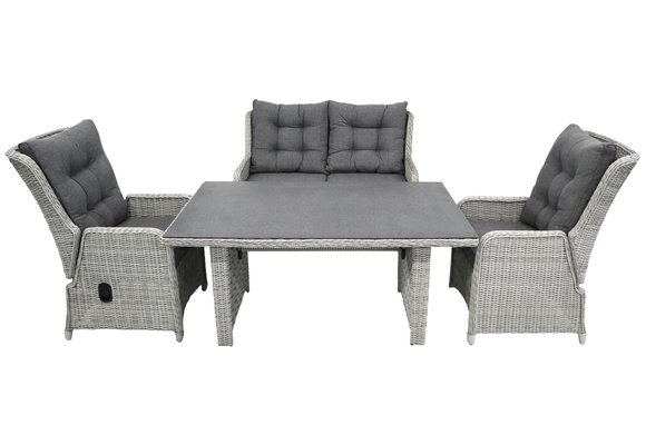 Dining Sessel-Sofa Lounge-Set Dublin | Verstellbar | 2-Sitzer | Mystic Grau | Rattan