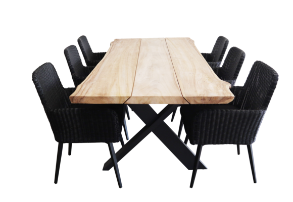 7-teiliges Gartenset | 6 Gartenstühle Pisa | Pohon Gartentisch