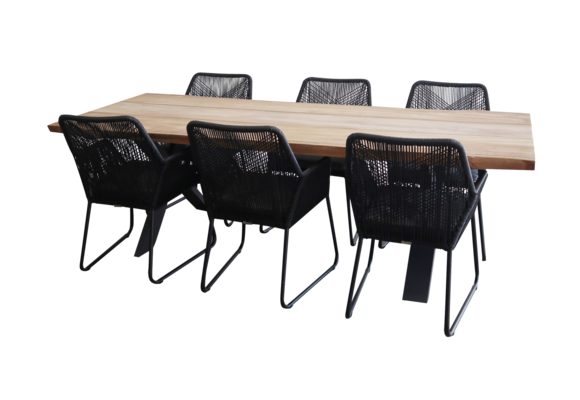 7-teiliges Gartenset | 6 Gartenstühle Mona | Gartentisch  Pohon