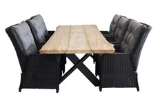 7-teiliges Gartenset | 6 verstellbare Gartenstühle Dublin | Gartentisch Pohon