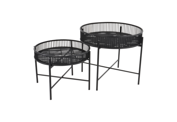 Beistelltisch-Set Aiko | Schwarz | Bambus & Metall | Lesli Living