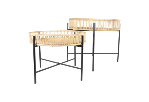 Beistelltisch-Set Aiko | Natur | Bambus & Metall | Lesli Living