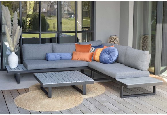 Plattform Lounge-Set Hoedspruit | 4-teilig | Grau | Aluminium & Polywood