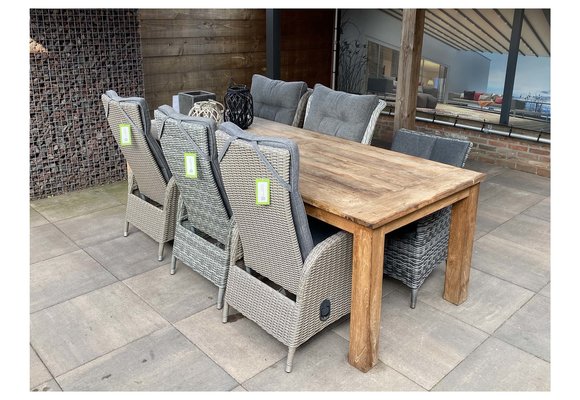 7-teiliges Gartenset | 6 verstellbare Gartenstühle Palermo | Limasol Gartentisch | 225 cm