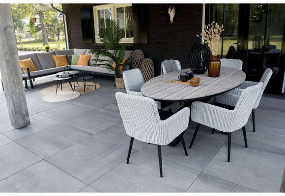 5-teiliges Gartenset | 4 Pisa-Gartenstühlen | Limasol Gartentisch | 180cm | Oval