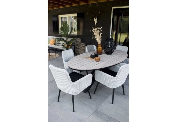 5-teiliges Gartenset | 4 Pisa Gartenstühle  | Limasol Gartentisch | 180 cm