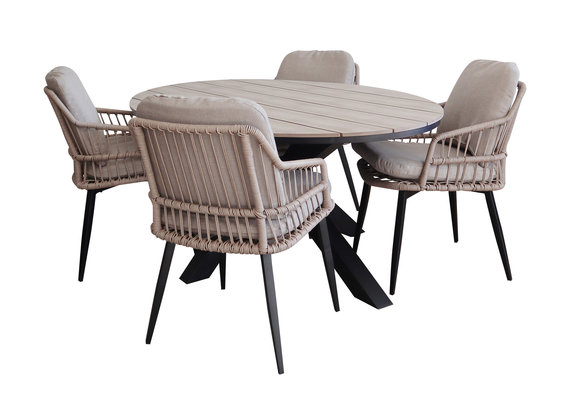 Dining-Gartenstuhl Isabel | Sand / Schwarz | Rope