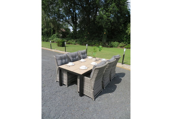 7-teiliges Gartenset | 6 Gartenstühle Dublin | Limasol Gartentisch | 225 cm