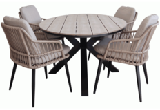 5-teiliges Gartenset | 4 Isabel Stühle | 180 cm Limasol Gartentisch | Oval