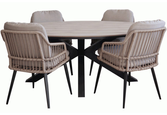 5-teiliges Gartenset | 4 Isabel Stühle | 180 cm Limasol Gartentisch | Oval