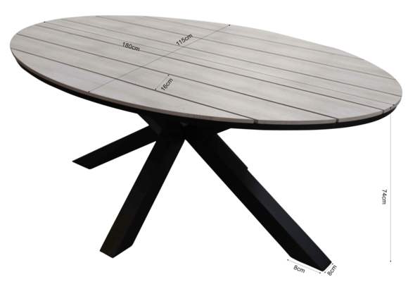 5-teiliges Gartenset | 4 Isabel Stühle | 180 cm Limasol Gartentisch | Oval