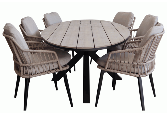 7-teiliges Garten-Set | 6 Isabel Stühle | 220cm ovaler Limasol Gartentisch