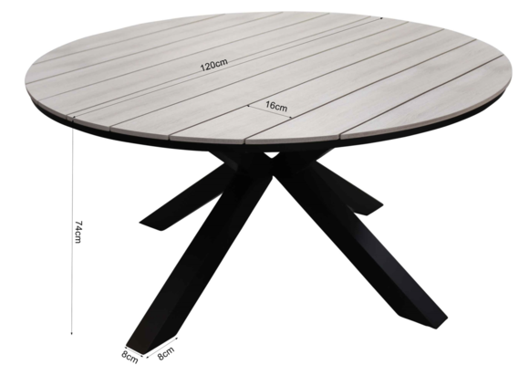 5-teiliges Gartenset | 4 Isabel Gartenstühle | Limasol Gartentisch | ø 120 cm