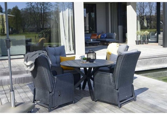 5-teiliges Gartenset | 4 Oslo Gartenstühle  | Limasol Gartentisch | ø 120 cm
