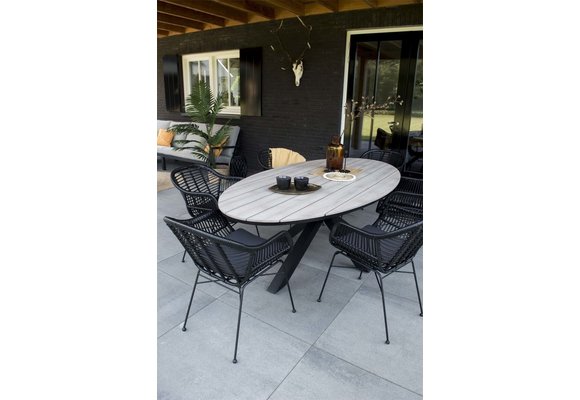 5-teiliges Gartenset | 4 Oslo Gartenstühle | Limasol Gartentisch | 180 cm | Oval
