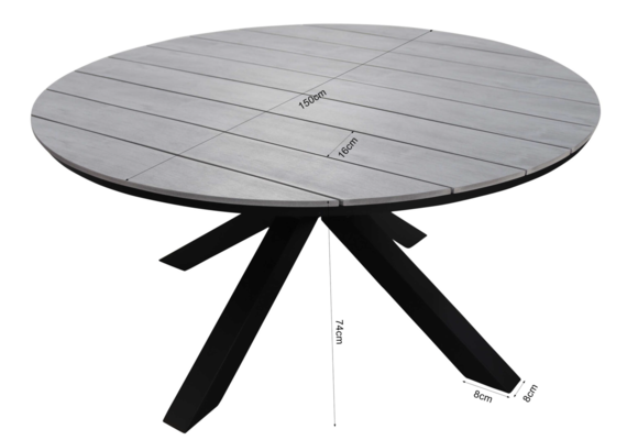 7-teiliges Gartenset | 6 Isabel Gartenstühle | Limasol Gartentisch | ø 150 cm