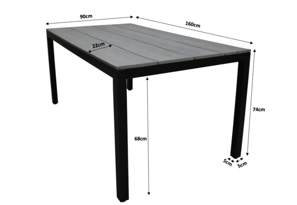 5-teiliges Garten-Set | 4 Isabel Stühle | Limasol Gartentisch | 160 cm