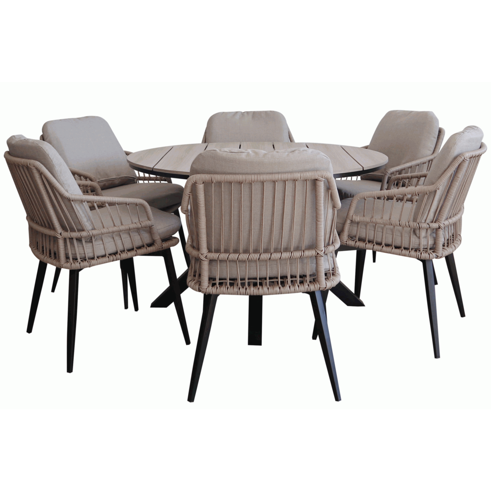 Rundes Gartenset für 6 Personen ø 150 cm Sand & Wood