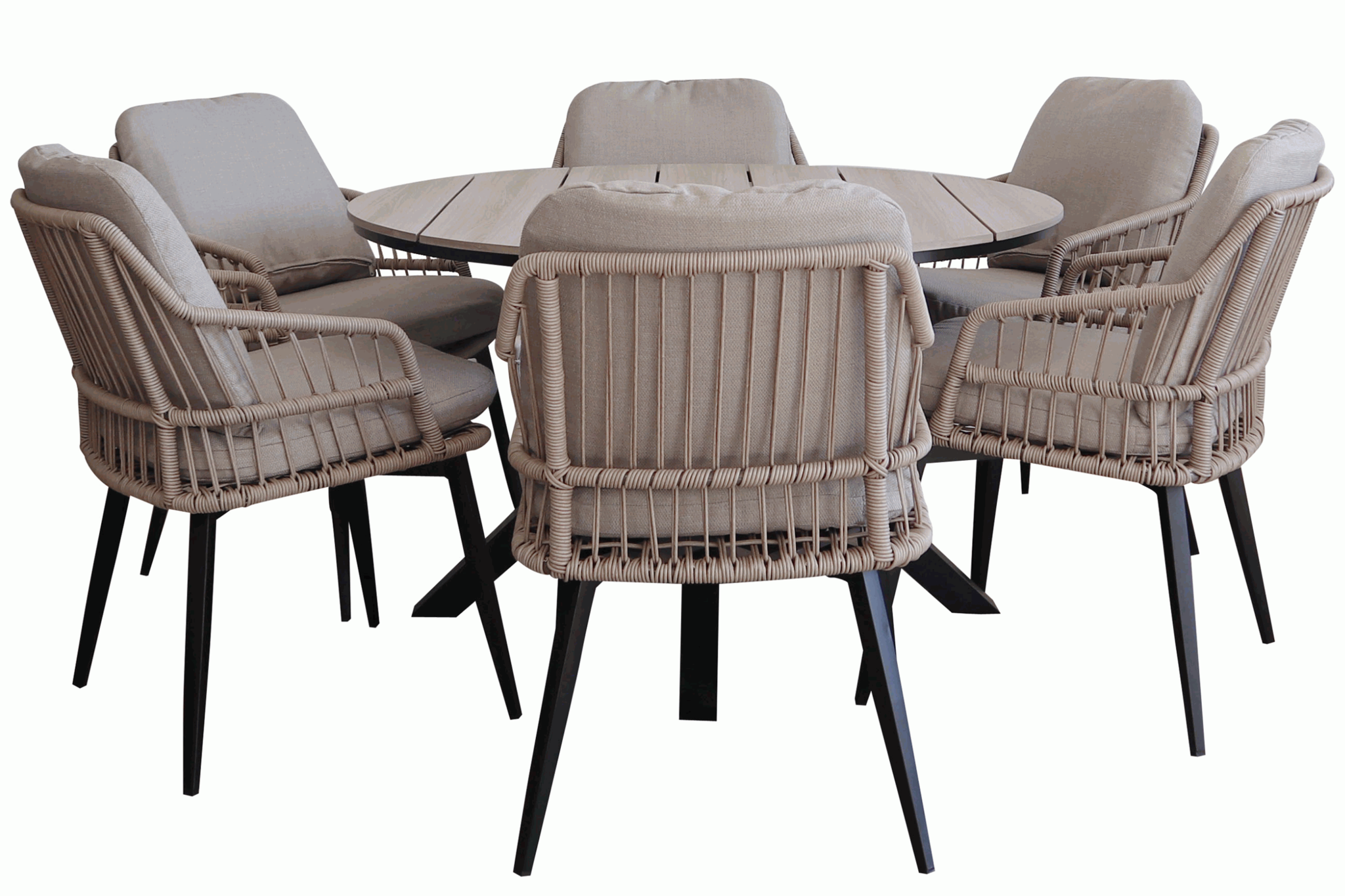 Rundes Gartenset für 6 Personen ø 150 cm Sand & Wood