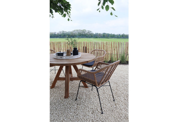 5-Teiliges rundes Garten-Set | 4 Bulu Gartenstühle | ⌀120cm Jakarta Gartentisch