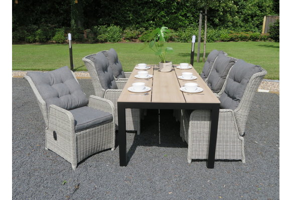 5-teiliges Gartenset | 4 verstellbare Gartenstühle Dublin | Limasol Gartentisch | 160 cm / 180 cm