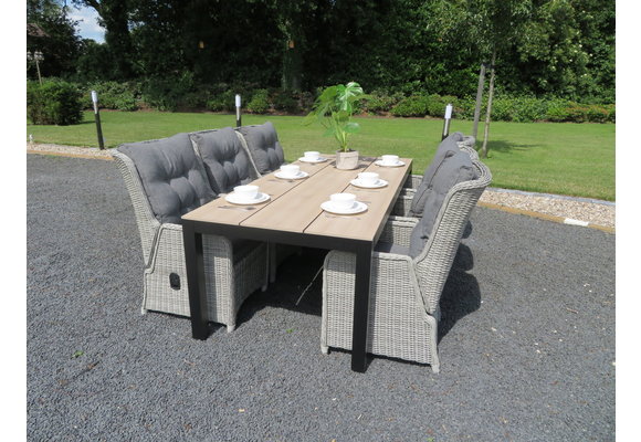 5-teiliges Gartenset | 4 verstellbare Dublin Gartenstühle | Limasol Gartentisch | 180 cm | Oval