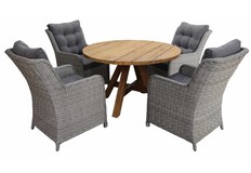 5-teiliges Gartenset | 4 Dublin Gartenstühle | Jakarta Gartentisch | ø 120 cm