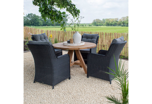 7-teiliges Gartenset | 6 Dublin Gartenstühle | Jakarta Gartentisch | ø 150 cm