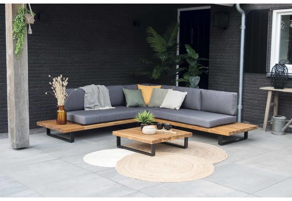 Ecklounge-Set Barstano | Grau | Akazienholz und Aluminium