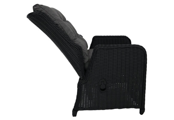 5-Teiliges Gartenset | 4 Dublin verstellbare Gartenstühle  (schwarz) | Limasol Tisch 180 cm Wood