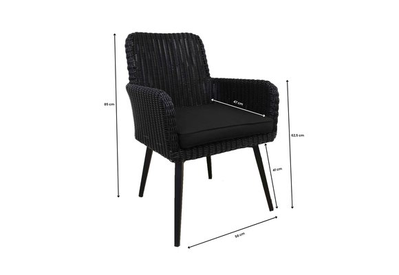 Dining-Gartenstuhl | Pisa | Schwarz | Rattan