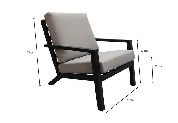 Loungesessel | Bezano | Mattschwarz / Creme | Aluminium