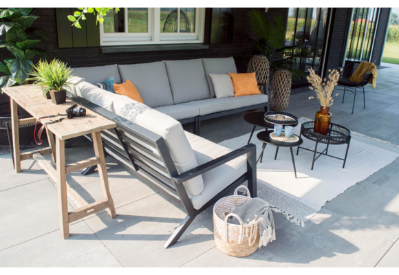 Loungesessel | Bezano | Mattschwarz / Creme | Aluminium