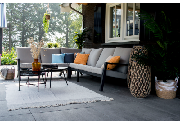 Loungesessel | Bezano | Mattschwarz / Creme | Aluminium