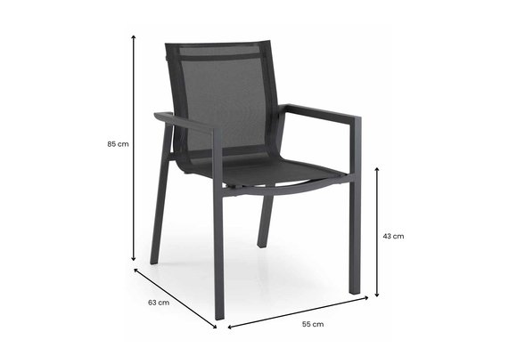 Stapelbarer Gartenstuhl | Delia | Textil | Anthrazit