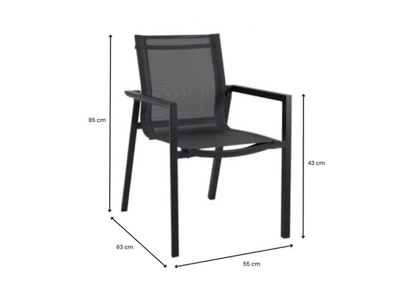 Stapelbarer Gartenstuhl | Delia | Textil | Schwarz