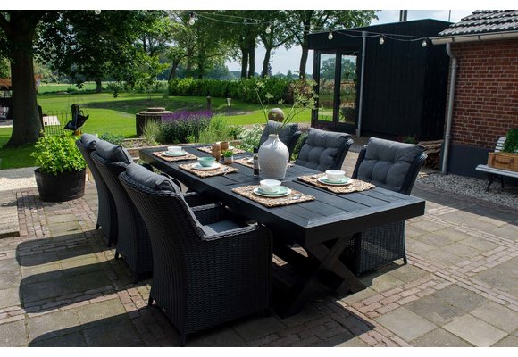 Dining-Gartenstuhl Dublin | Schwarz | Rattan