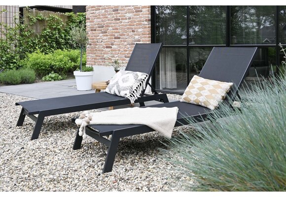 Liegestuhl Bonaire | Schwarz | Aluminium & Textil