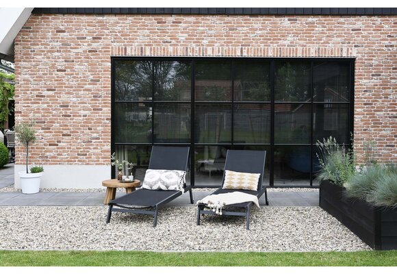 Liegestuhl Bonaire | Schwarz | Aluminium & Textil