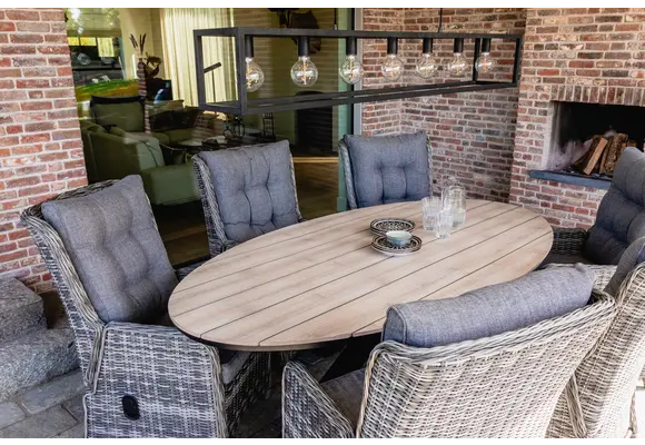 Ovaler Gartentisch | Limasol 220 x 115 cm | Polywood & Aluminium | Holz