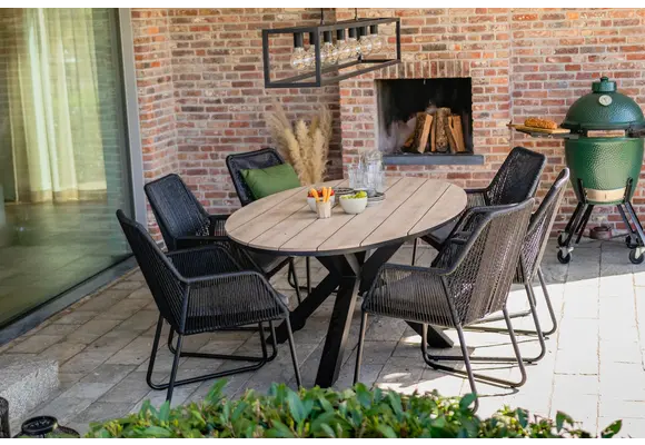 Ovaler Gartentisch | Limasol 220 x 115 cm | Polywood & Aluminium | Holz