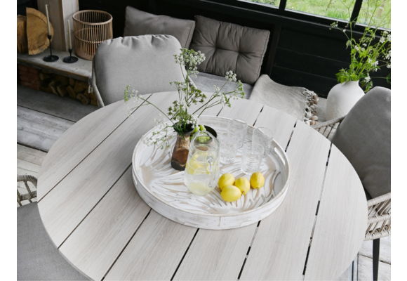 Runder Gartentisch Limasol ø 120 cm | Polywood & Aluminium | Holz