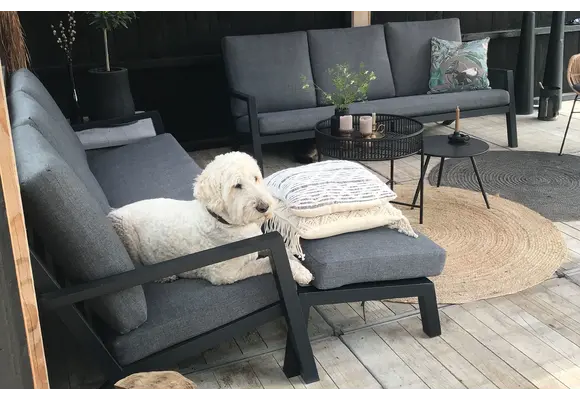 4-teiliges Ecklounge-Set | Bezano | Mattschwarz / Grau | Aluminium