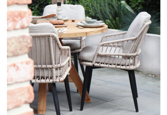 5-teiliges Garten-Set | 4 Isabel Stühle | Limasol Gartentisch | 180 cm