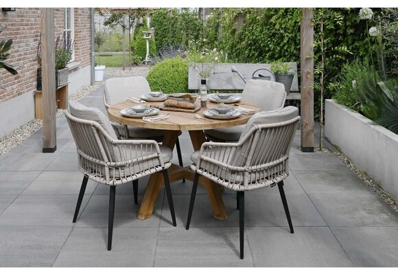 Dining-Gartenstuhl Isabel | Sand / Schwarz | Rope