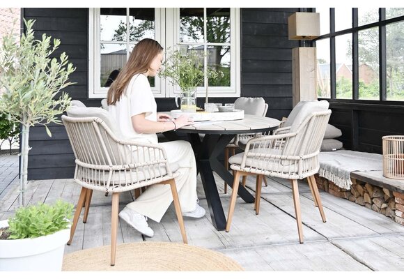 Dining-Gartenstuhl Isabel | Sand/ Holz | Rope